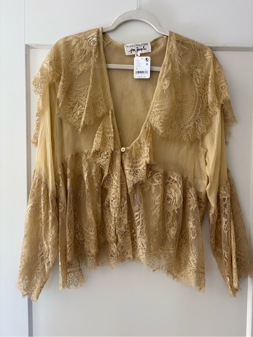 Free People x Nigel Preston Fairy Chiffon Blouse XL Boho